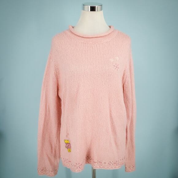 Vintage Disney Store Size XL Winnie The Pooh Snowflake Embroidered Wool Sweater - Picture 1 of 8